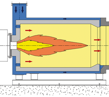 flame inside a hot air generator