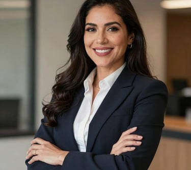 woman in black blazer with brown hair