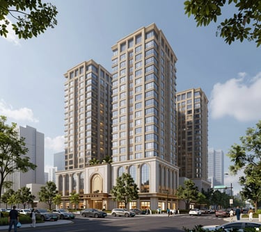 Image of luxury hotel architecture render.