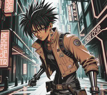 A male cyborg anime character image.