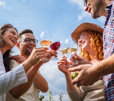 group of friends enjoying wine
