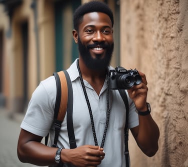 man standing near white wall