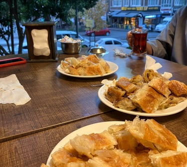 Traditional Borek breakfast, halal food Türkiye