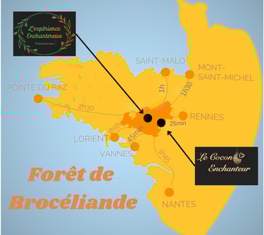 carte de la bretagne pour situer les deux meilleures love rooms entre Ille et Vilaine et Morbihan