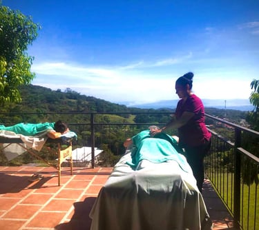 a woman is getting ready to be a massager