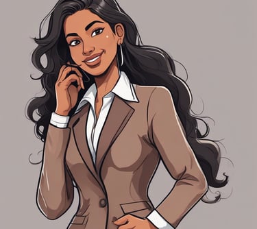 woman in black blazer with brown hair