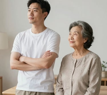 man standing near white wall
