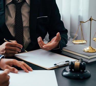 Lawyer speaking to client