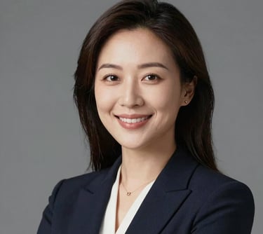 A professional headshot of a female hospitality expert in business attire, smiling warmly against a minimalist background. Global B2B corporate style.