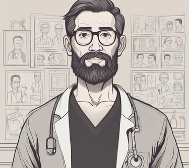 a man with a beard and a doctor's coat