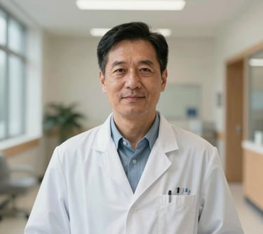 A professional headshot of a healthcare diagnostics expert in a well-lit North American medical facility. They convey expertise and reliability, set against a clean, modern architectural background.