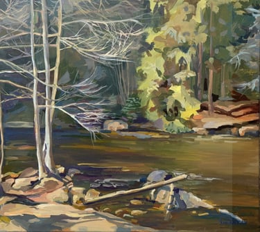 'Nature's Whisper' 18х24 inches Forest oil painting by Angela Moiseieva