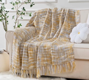 Yellow Sofa Throw Blanket