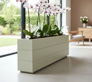 elegant indoor wooden planter painted in grey blue with patio tree made from wood
