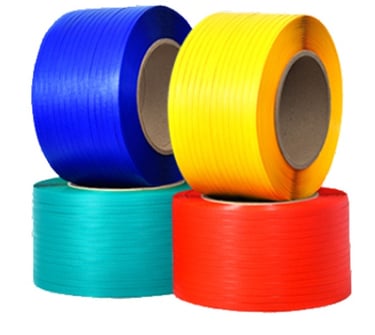 a group of three different coloured tape on a white background