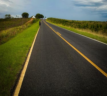 Running uphill on a country road