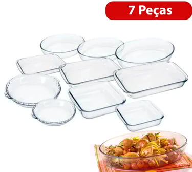 kit de travessas de vidro de diferentes formatos