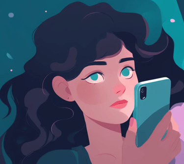 a woman in a bed with a phone in her hand