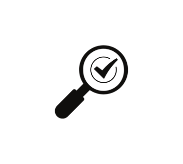 desenho de uma lupa com o símbolo de um check