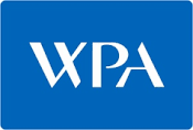 a blue and white sign that says wpa