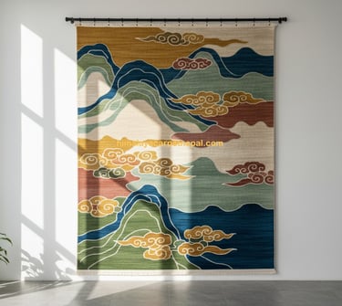 Custom bespoke handmade rugs crafted in Nepal- contemporary wall-hanging- Himalaya Carpet Industries