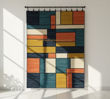 Custom bespoke handmade rugs crafted in Nepal- contemporary wall-hanging- Himalaya Carpet Industries