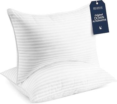 a pillow with a tag on it
