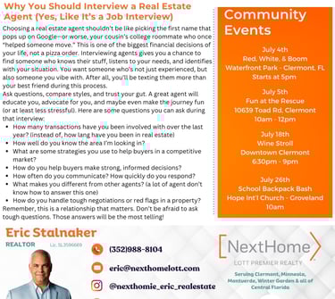 July Newsletter Article: Why Your Should Interview Your Real Estate Agent