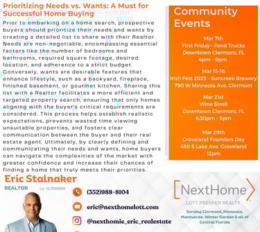 March Newsletter Article: First-Time Homebuyers - Prioritize Needs Over Wants
