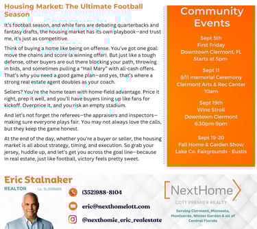 September Newsletter Article: How the Football Season and the Real Estate Market Are Similar
