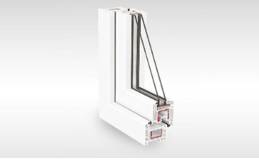 a window with a white frame and a white frame
