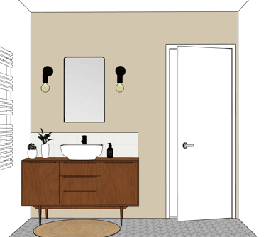 vue 3D salle de bain rénovée