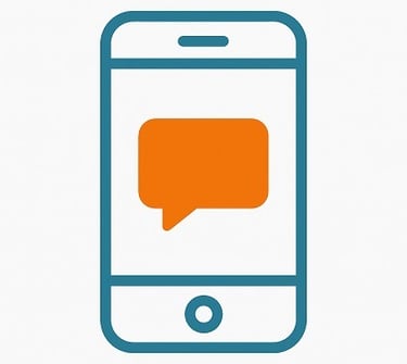 a phone with a speech bubble bubble in the middle of it