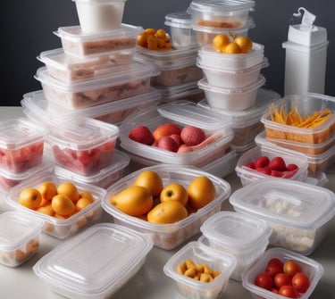 Plastic takeaway food plastic containers plastic cups and plastic bags for restaurants and cafés