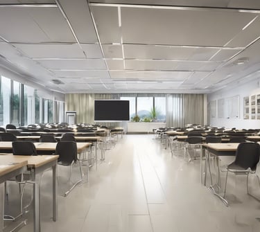 uma ampla e moderna sala de treinamentos e palestras