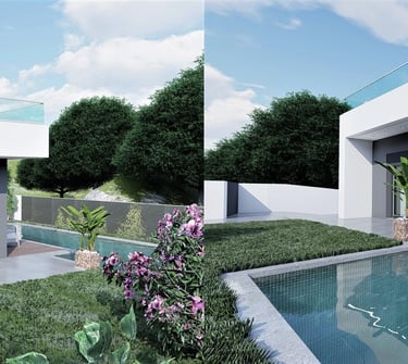 Projeto para moradia em Sintra. Imagens do modelo tridimensional da Arquitetura.