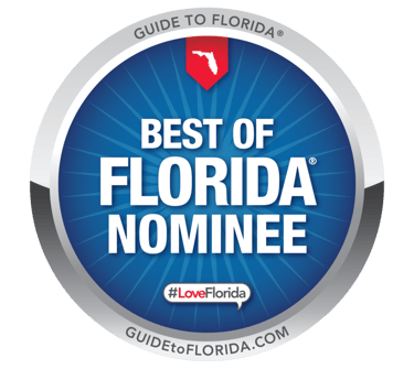 Best of Florida Nominee logo badge from Guide to Florida with LoveFlorida hashtag.
