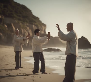 groupe  Taichichuan à la plage