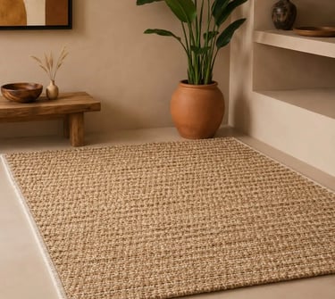 Natural Jute Area Rug for Afro-Bohemian Living Room | Handwoven Jute Rug | Neutral Boho Rug Afro-Bohemian Home Decor. Eftelt 