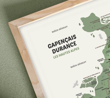 Carte géographique partie Gapençais Durance Hautes-Alpes / Zérocinqdesign