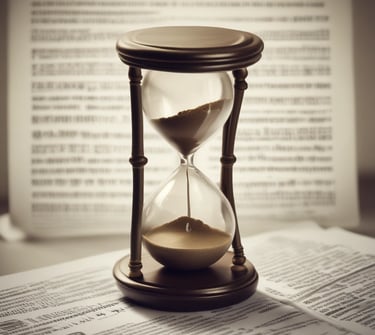 reloj de arena sobre documentos