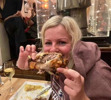 Enjoying heavy German food