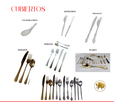 Cubiertos dorados en alquiler