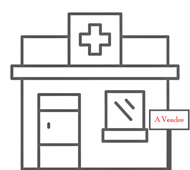 a hospital building with a sign that says to sell