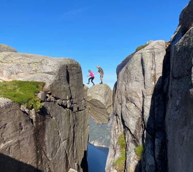 The walk up to Kjerag the highest peak around Lysefjorden and then on to the Kjeragbolten, Norway