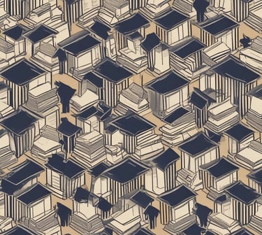 Stacks of books on the floor