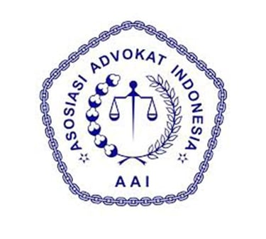 Official logo of Asosiasi Advokat Indonesia (AAI) featuring a blue scales of justice symbol.
