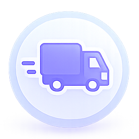 Purple delivery truck icon for MuleBuy shipping and customs guidance