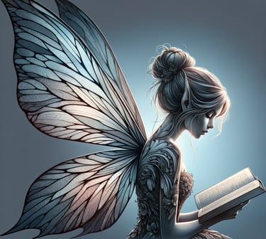 fairy read a book calm on tail fone