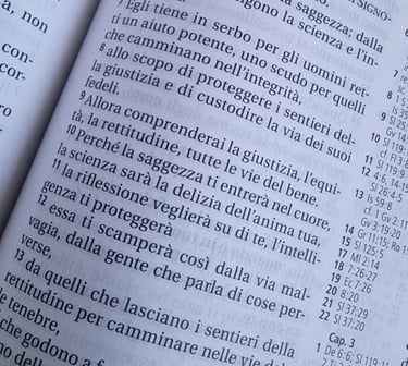 Una pagina di testo dalla bibbia per conoscere cosa c'é scritto davvero. senza filtri.